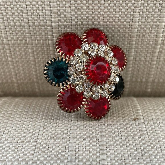 Women Ring Fashion Jewelry Multi Color Crystals Ring Size Adjustable 6 To 8 - Picture 12 of 12